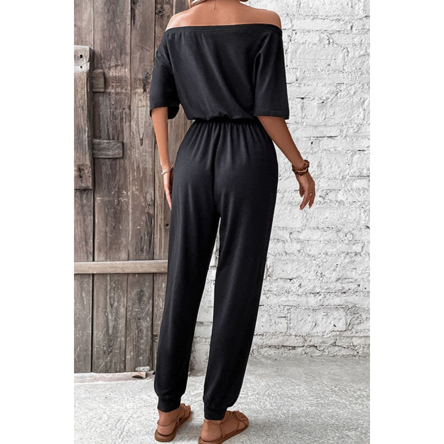 Off-Shoulder Jumpsuit with Pockets