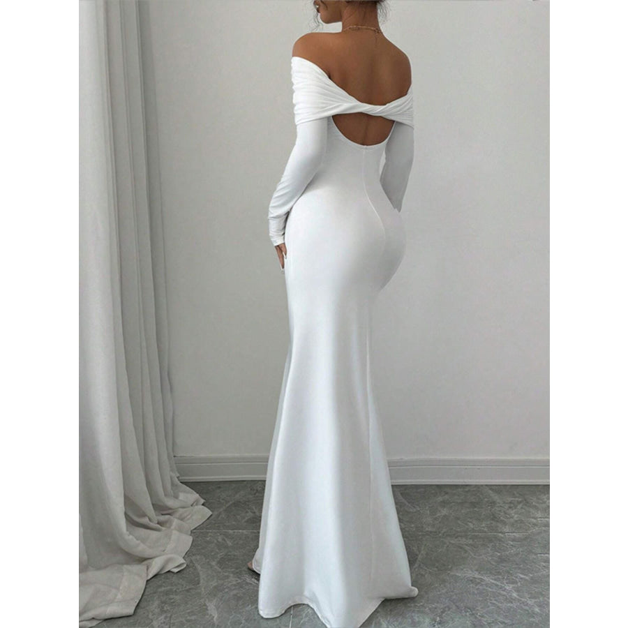 Off-Shoulder Long Sleeve Bodycon Maxi Dress Apparel and Accessories