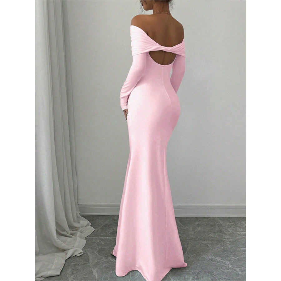 Off-Shoulder Long Sleeve Bodycon Maxi Dress Apparel and Accessories