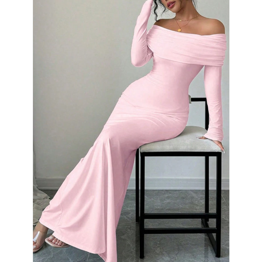 Off-Shoulder Long Sleeve Bodycon Maxi Dress Apparel and Accessories