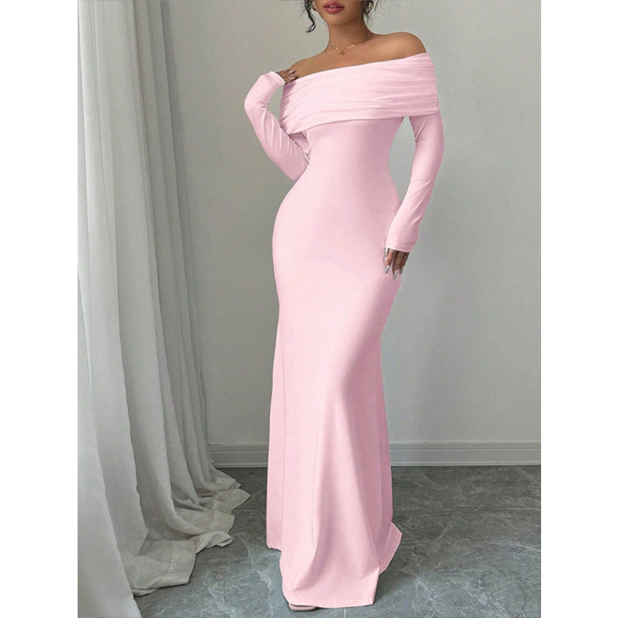 Off-Shoulder Long Sleeve Bodycon Maxi Dress Apparel and Accessories