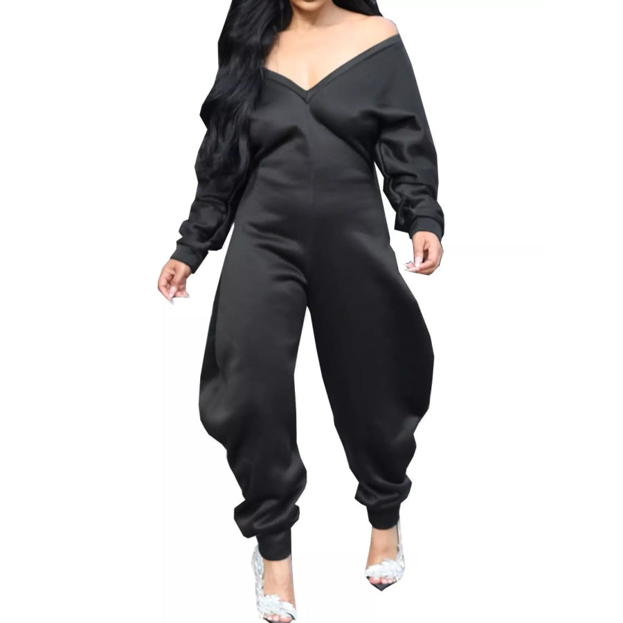 Off-Shoulder Long Sleeve Casual Jumpsuit Apparel and Accessories
