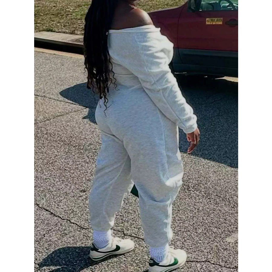 Off-Shoulder Long Sleeve Casual Jumpsuit Apparel and Accessories