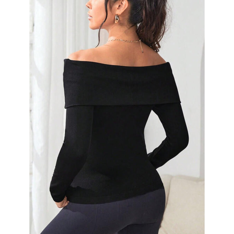 Off-Shoulder Long Sleeve Knit Top