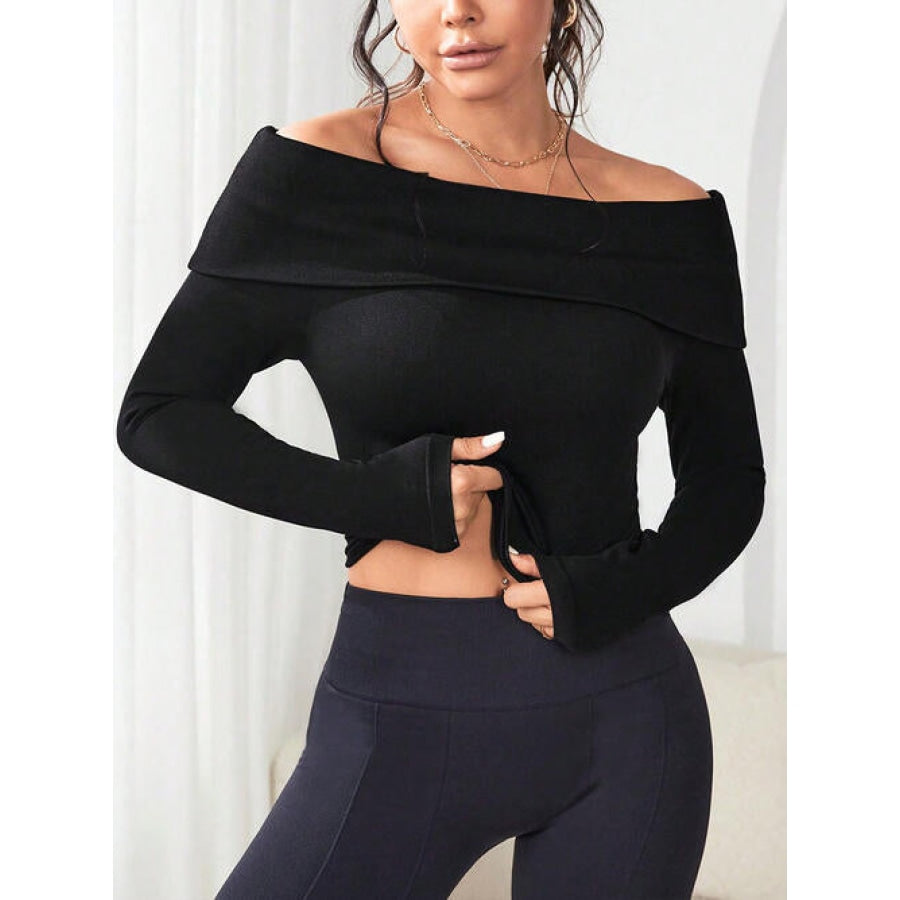 Off-Shoulder Long Sleeve Knit Top