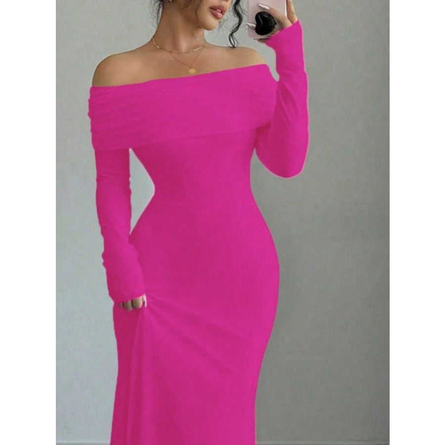 Off-Shoulder Long Sleeve Maxi Dress Apparel and Accessories