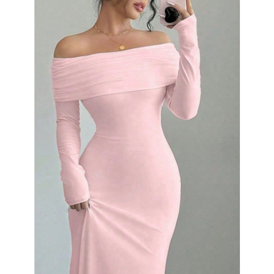 Off-Shoulder Long Sleeve Maxi Dress Apparel and Accessories