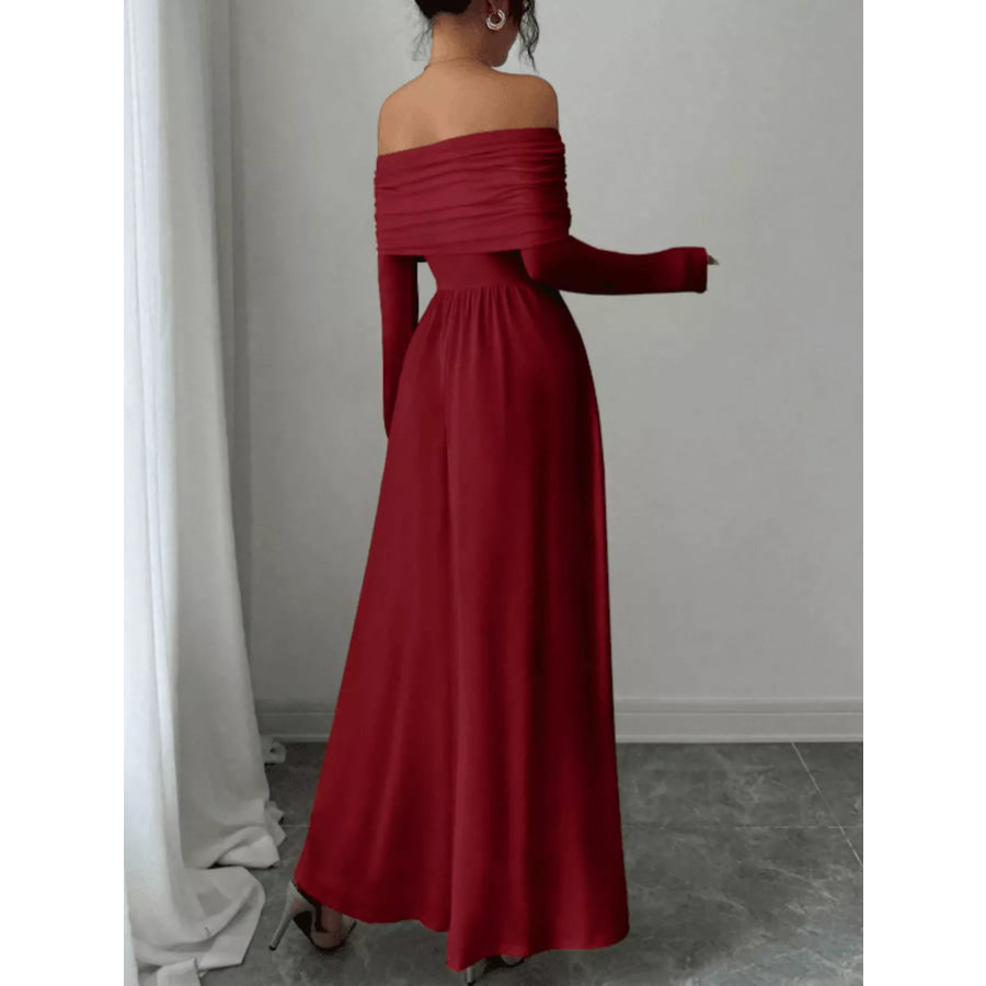 Off-Shoulder Long Sleeve Maxi Dress Apparel and Accessories