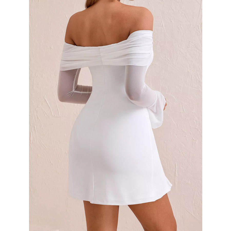Off-Shoulder Long Sleeve Mini Dress Apparel and Accessories