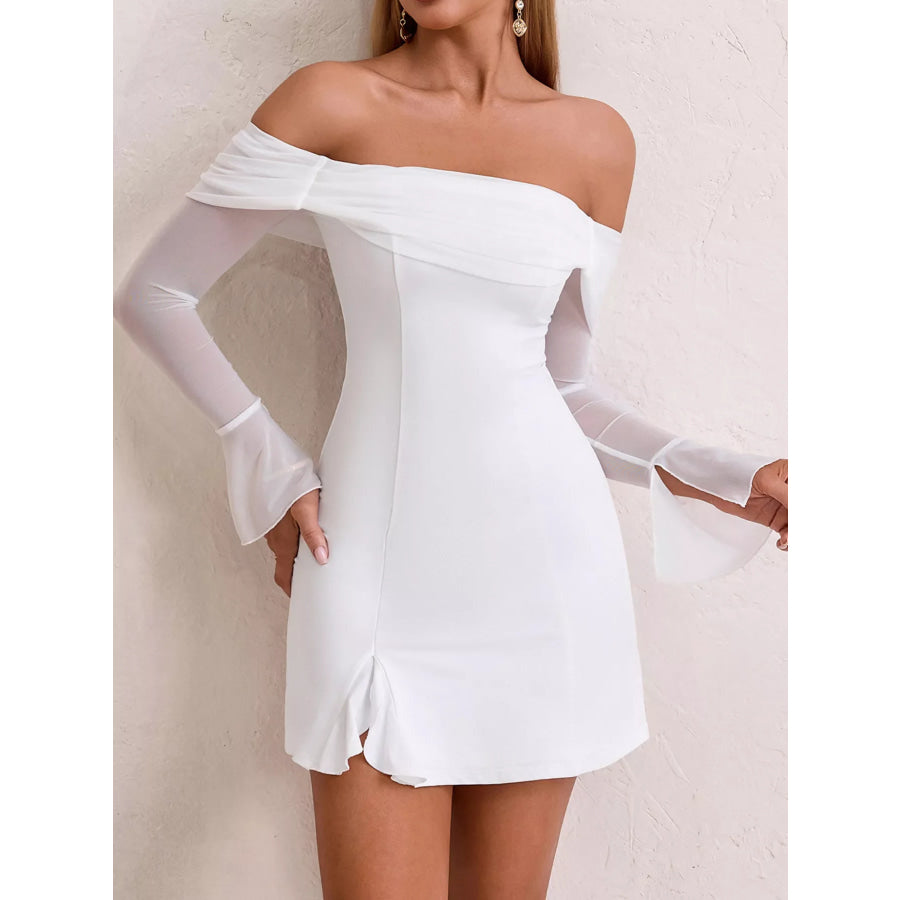 Off-Shoulder Long Sleeve Mini Dress Apparel and Accessories
