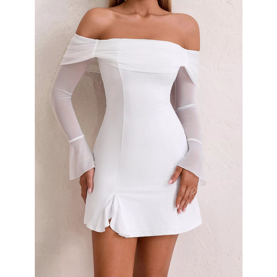 Off-Shoulder Long Sleeve Mini Dress Apparel and Accessories