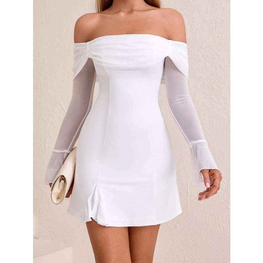 Off-Shoulder Long Sleeve Mini Dress Apparel and Accessories