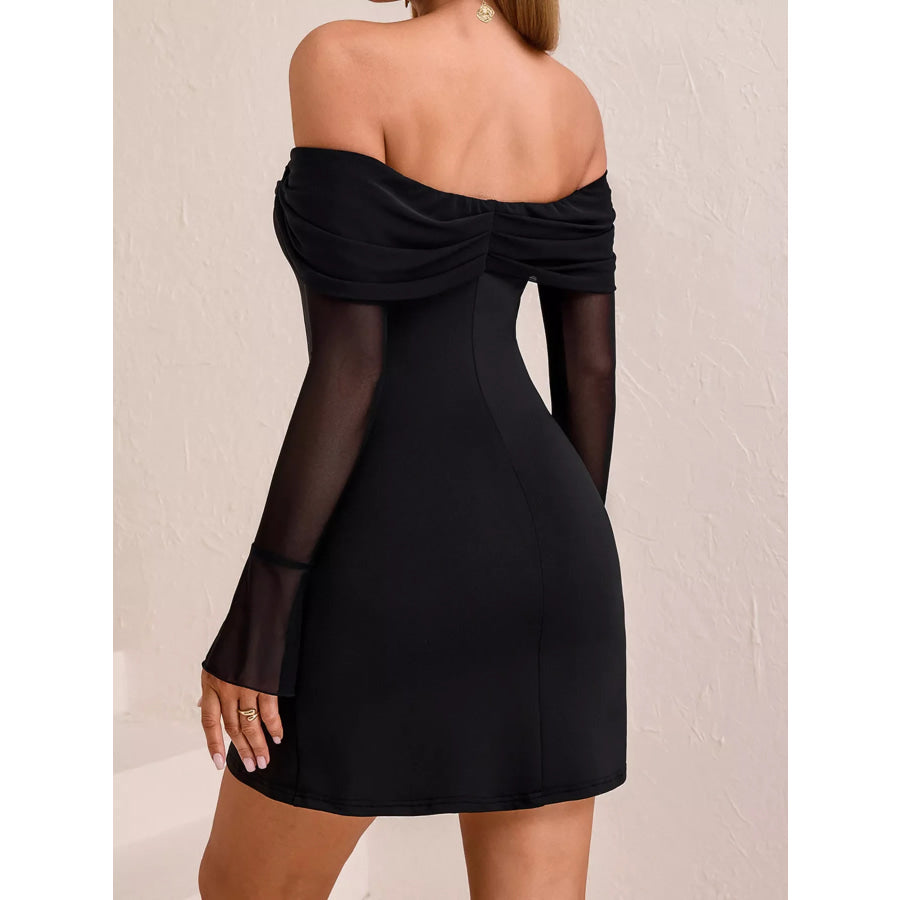 Off-Shoulder Long Sleeve Mini Dress Apparel and Accessories