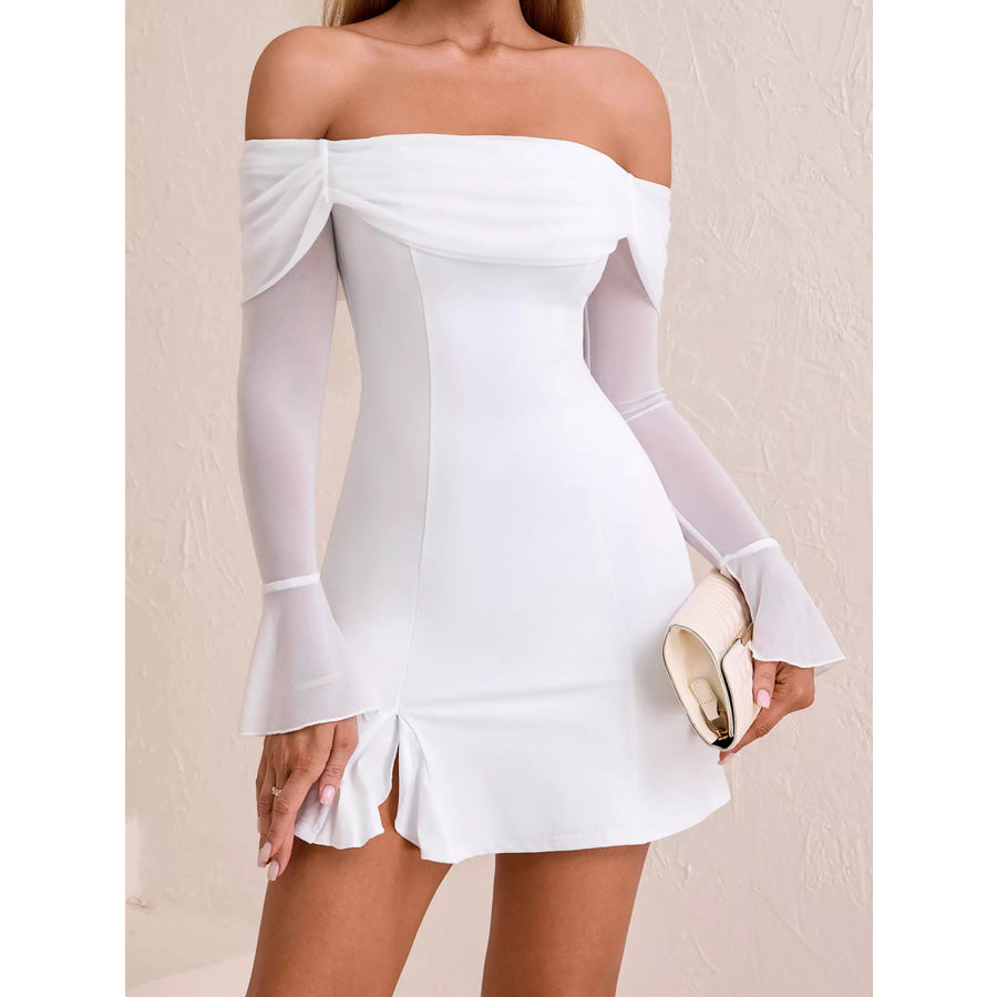 Off-Shoulder Long Sleeve Mini Dress Apparel and Accessories