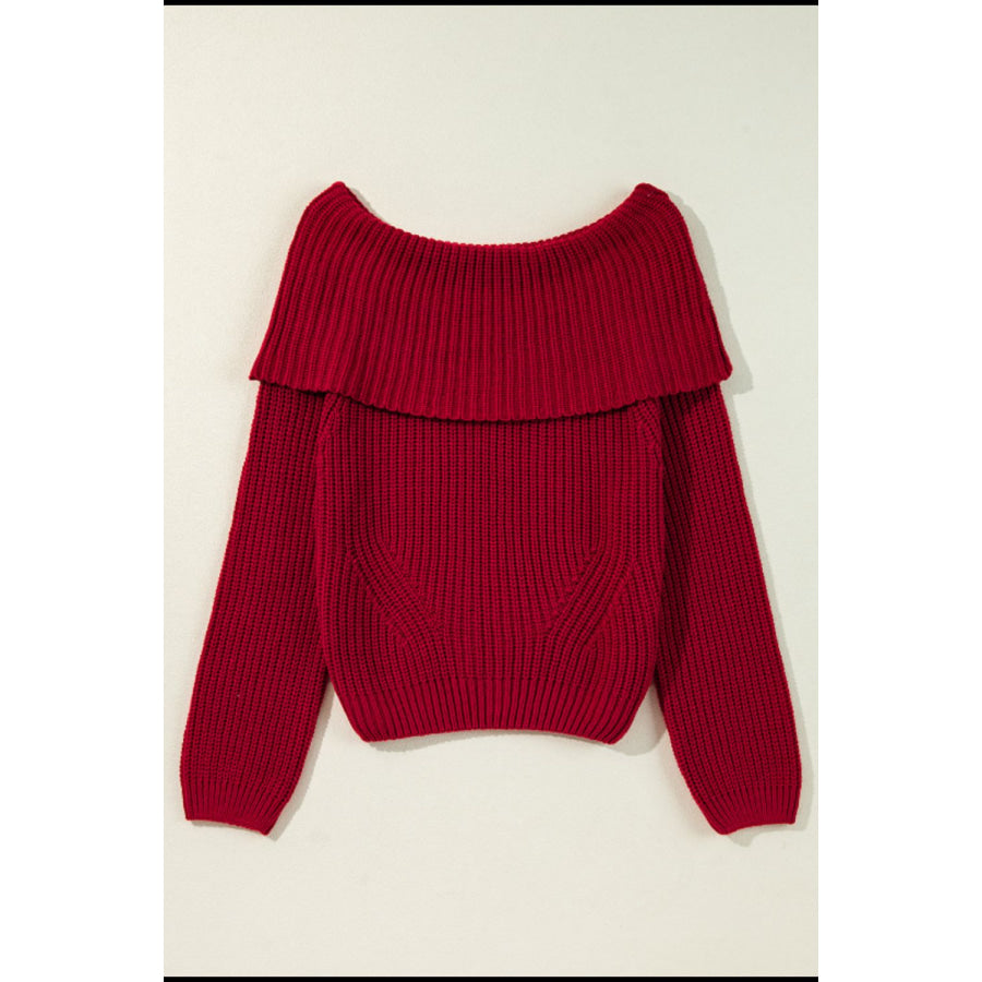 Off-Shoulder Long Sleeve Sweater Apparel and Accessories