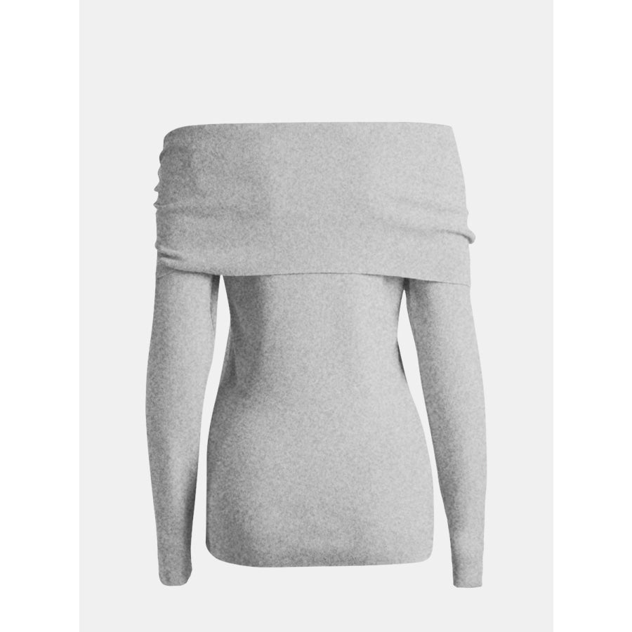 Off-Shoulder Long Sleeve Sweater Apparel and Accessories