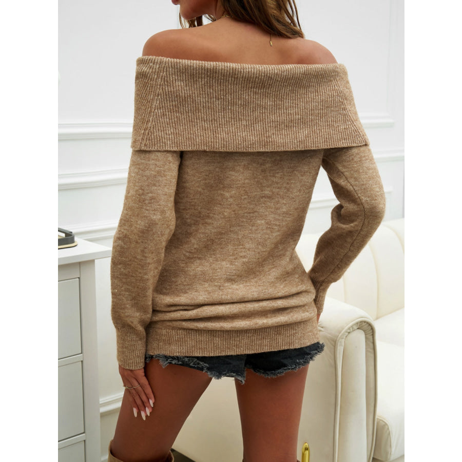 Off-Shoulder Long Sleeve Sweater Apparel and Accessories