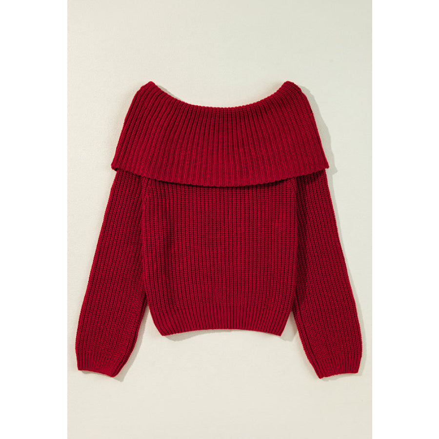 Off-Shoulder Long Sleeve Sweater Apparel and Accessories