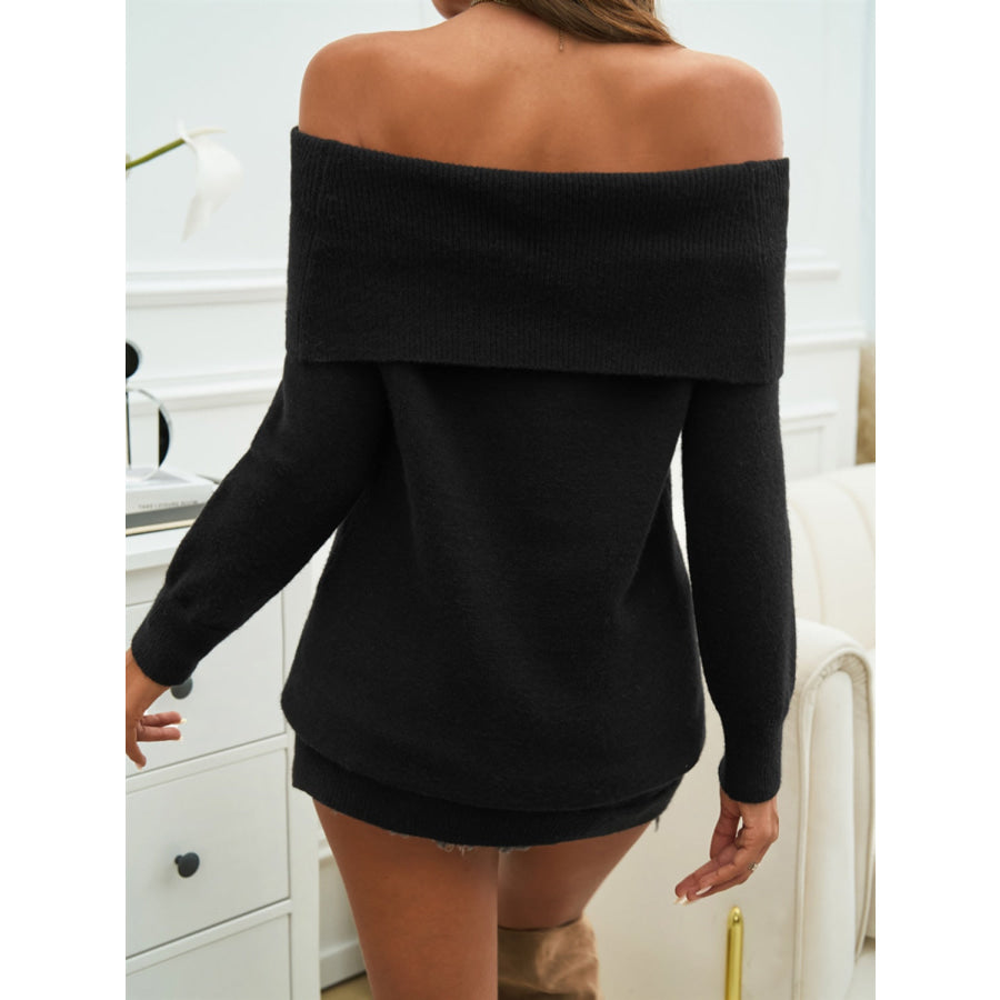 Off-Shoulder Long Sleeve Sweater Apparel and Accessories