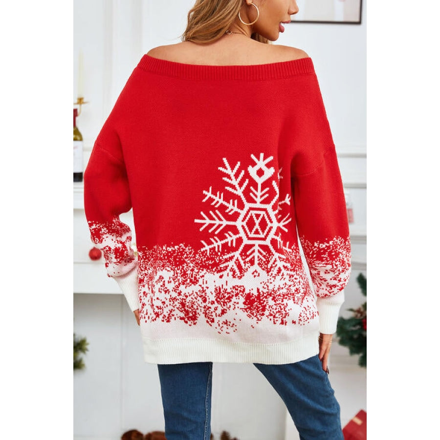 Off-Shoulder Long Sleeve Sweater Clothing