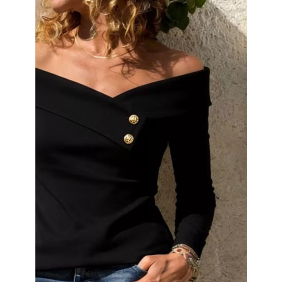 Off-Shoulder Long Sleeve T-Shirt Apparel and Accessories