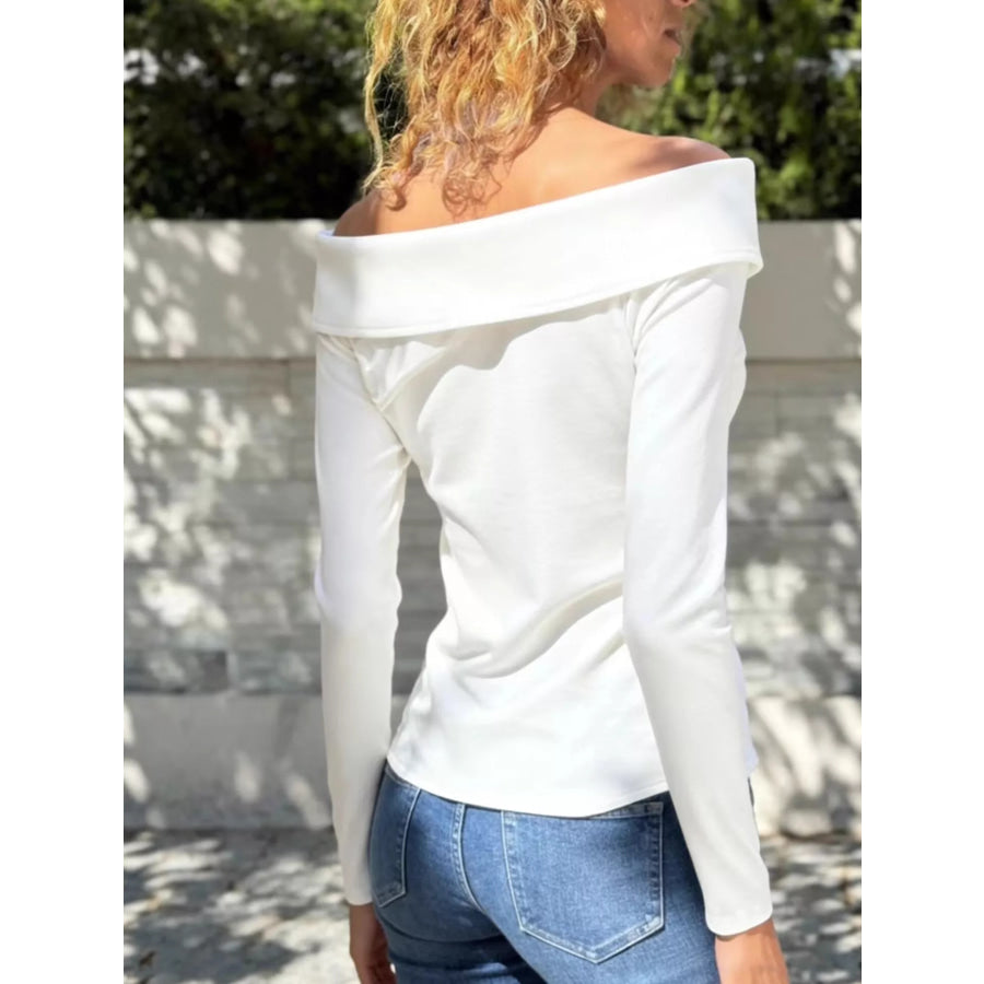 Off-Shoulder Long Sleeve T-Shirt Apparel and Accessories