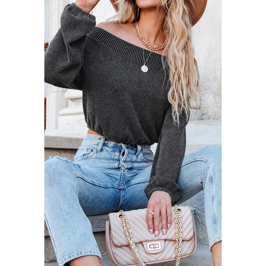 Off-Shoulder Long Sleeve Top Apparel and Accessories