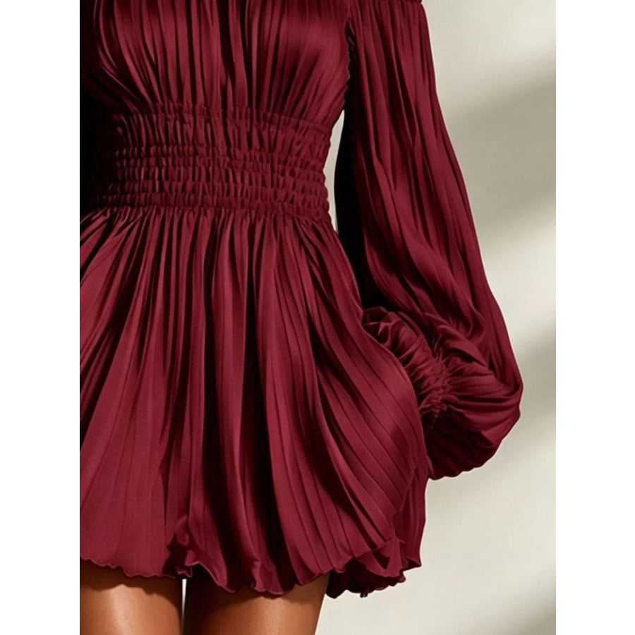 Off-Shoulder Pleated Mini Dress Apparel and Accessories
