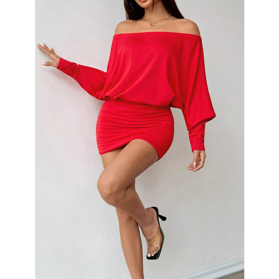 Off-Shoulder Ruched Bodycon Mini Dress Apparel and Accessories
