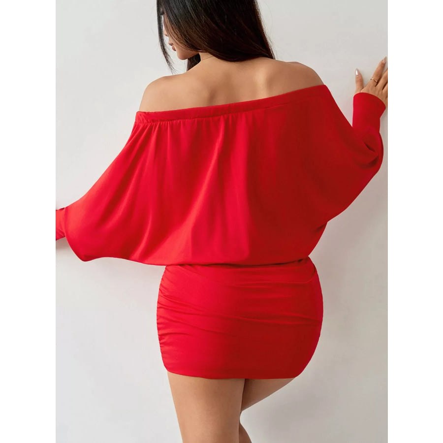 Off-Shoulder Ruched Bodycon Mini Dress Apparel and Accessories