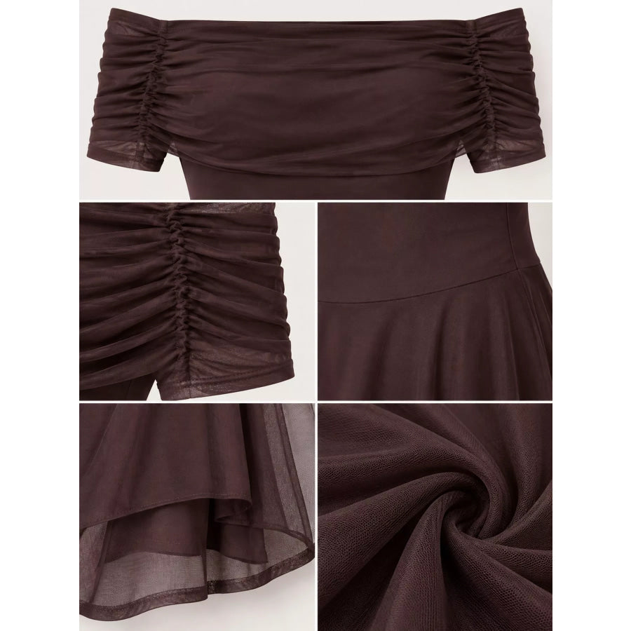 Off-Shoulder Ruched Maxi Dress Apparel and Accessories