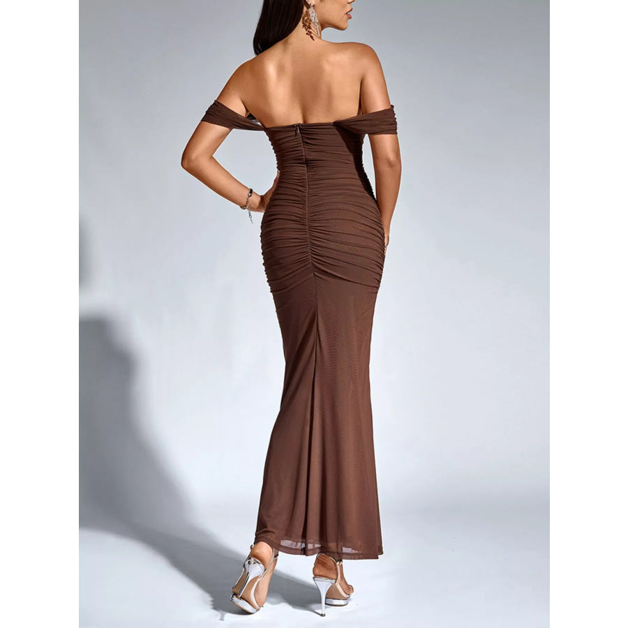 Off-Shoulder Ruched Mermaid Maxi Dress Apparel and Accessories