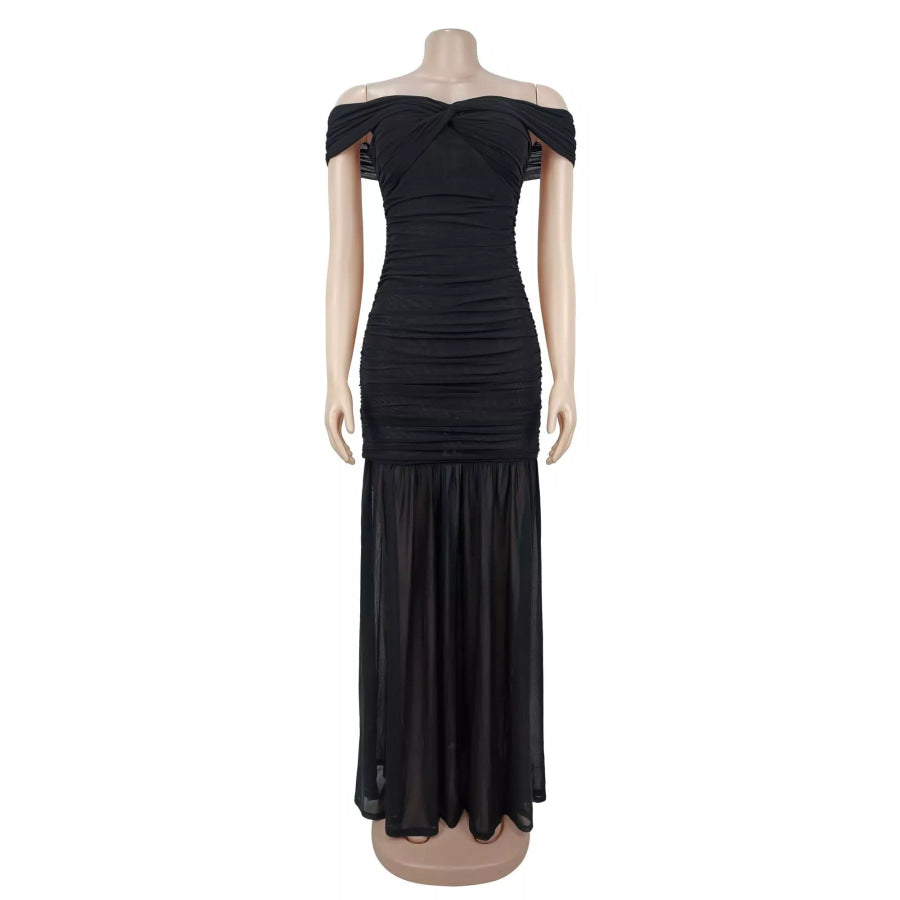 Off-Shoulder Ruched Mermaid Maxi Dress Apparel and Accessories