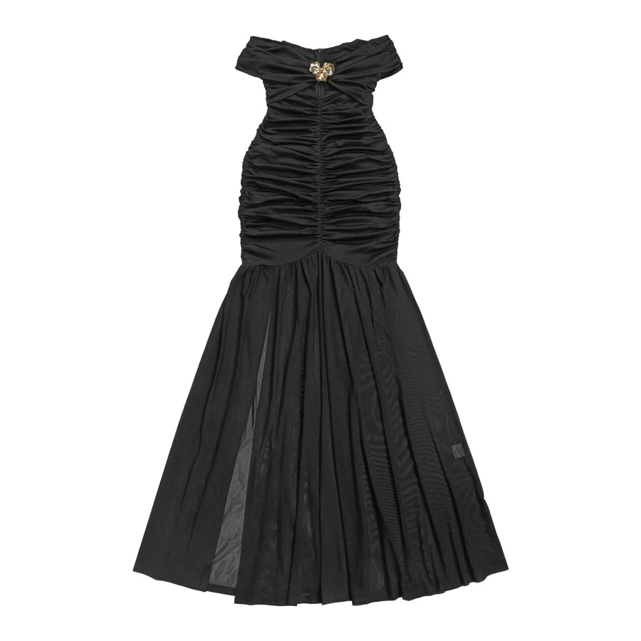 Off-Shoulder Ruched Mermaid Maxi Dress Apparel and Accessories
