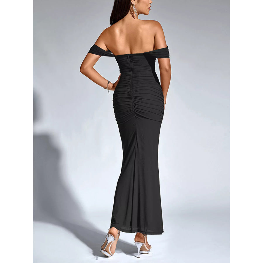 Off-Shoulder Ruched Mermaid Maxi Dress Apparel and Accessories