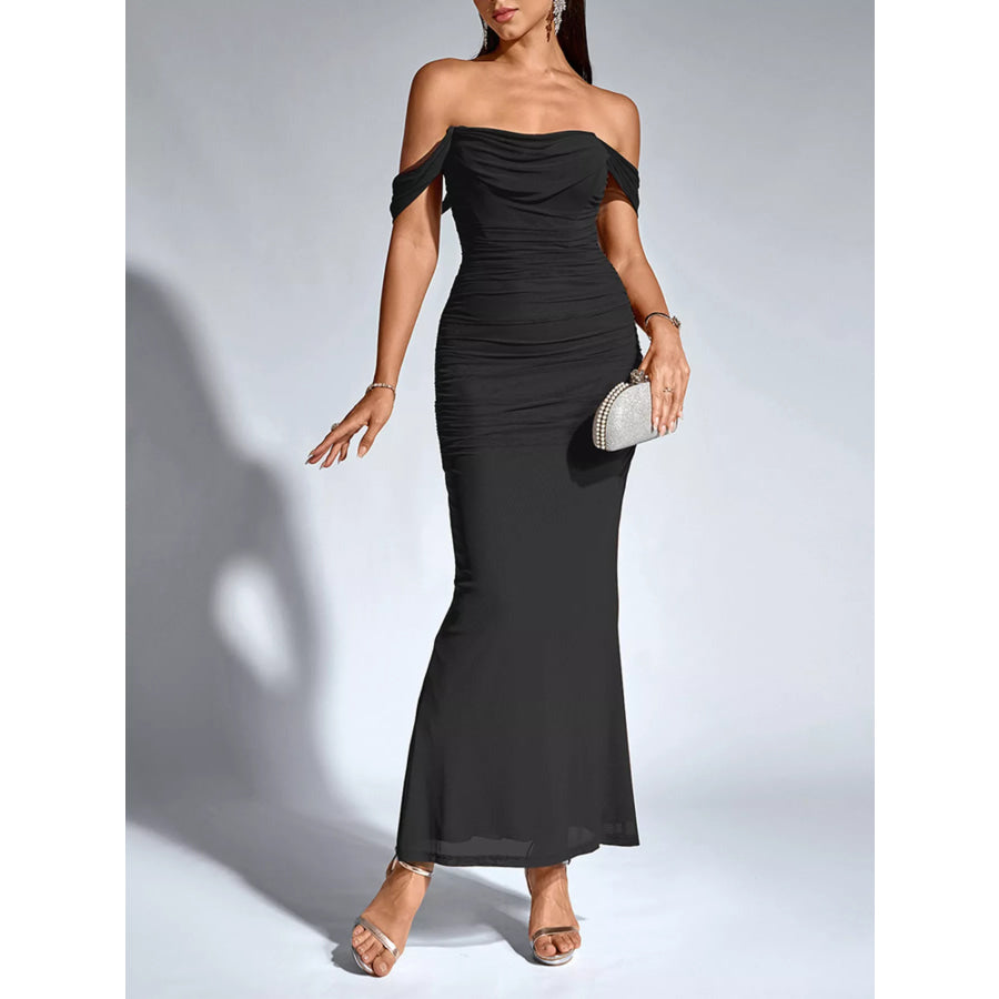 Off-Shoulder Ruched Mermaid Maxi Dress Apparel and Accessories