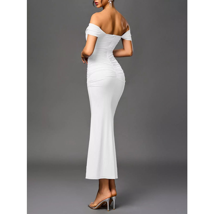 Off-Shoulder Ruched Mermaid Maxi Dress Apparel and Accessories