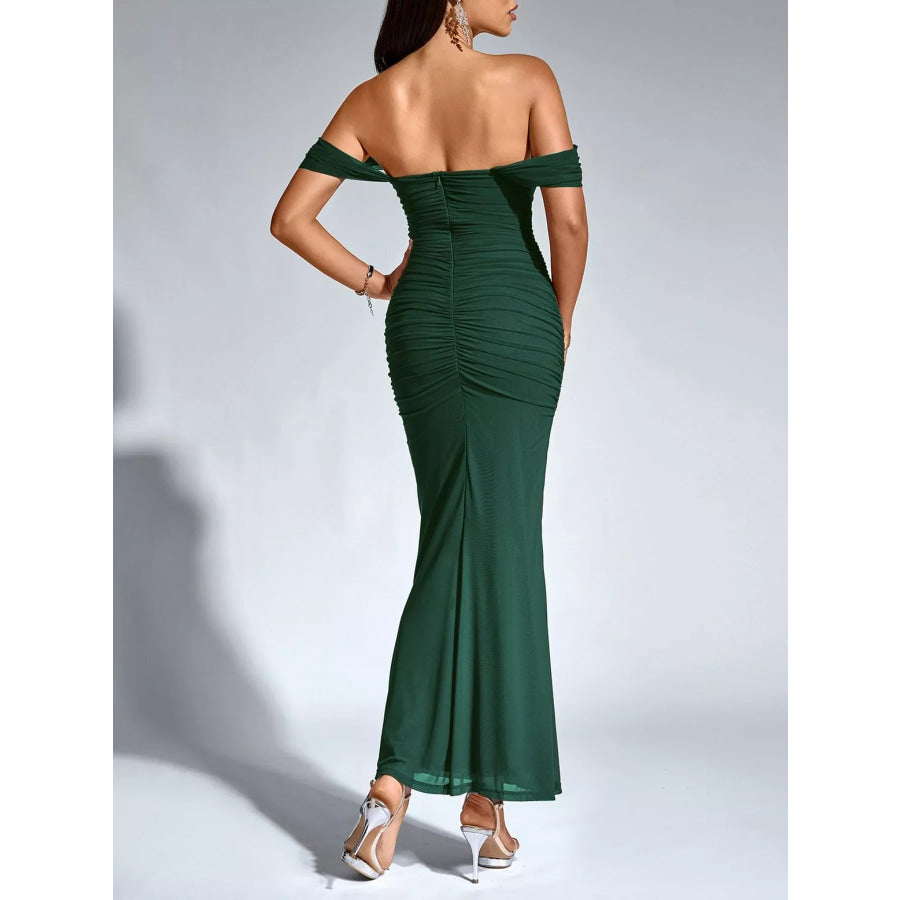 Off-Shoulder Ruched Mermaid Maxi Dress Apparel and Accessories