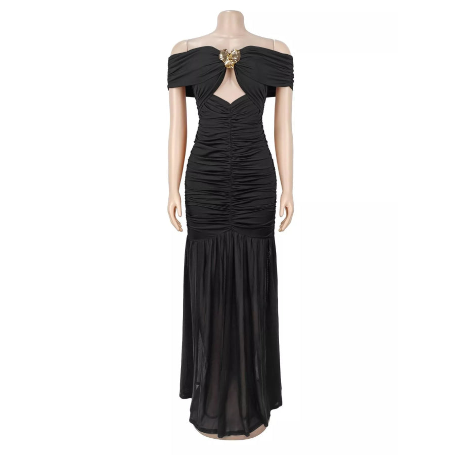 Off-Shoulder Ruched Mermaid Maxi Dress Apparel and Accessories