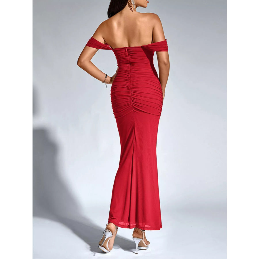 Off-Shoulder Ruched Mermaid Maxi Dress Apparel and Accessories