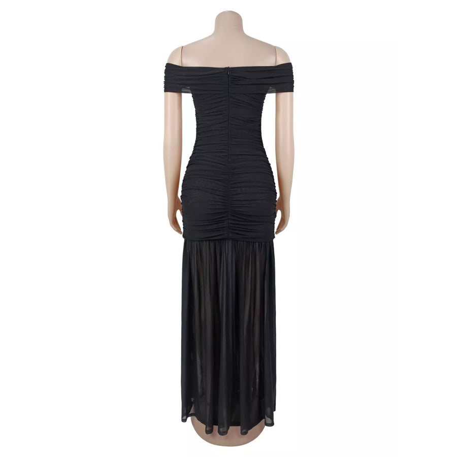 Off-Shoulder Ruched Mermaid Maxi Dress Apparel and Accessories