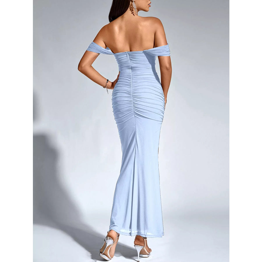 Off-Shoulder Ruched Mermaid Maxi Dress Apparel and Accessories