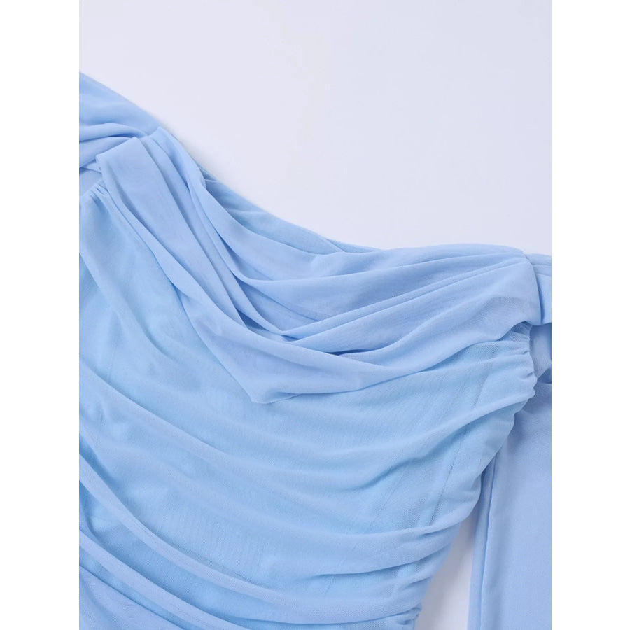 Off-Shoulder Ruched Mermaid Maxi Dress Apparel and Accessories