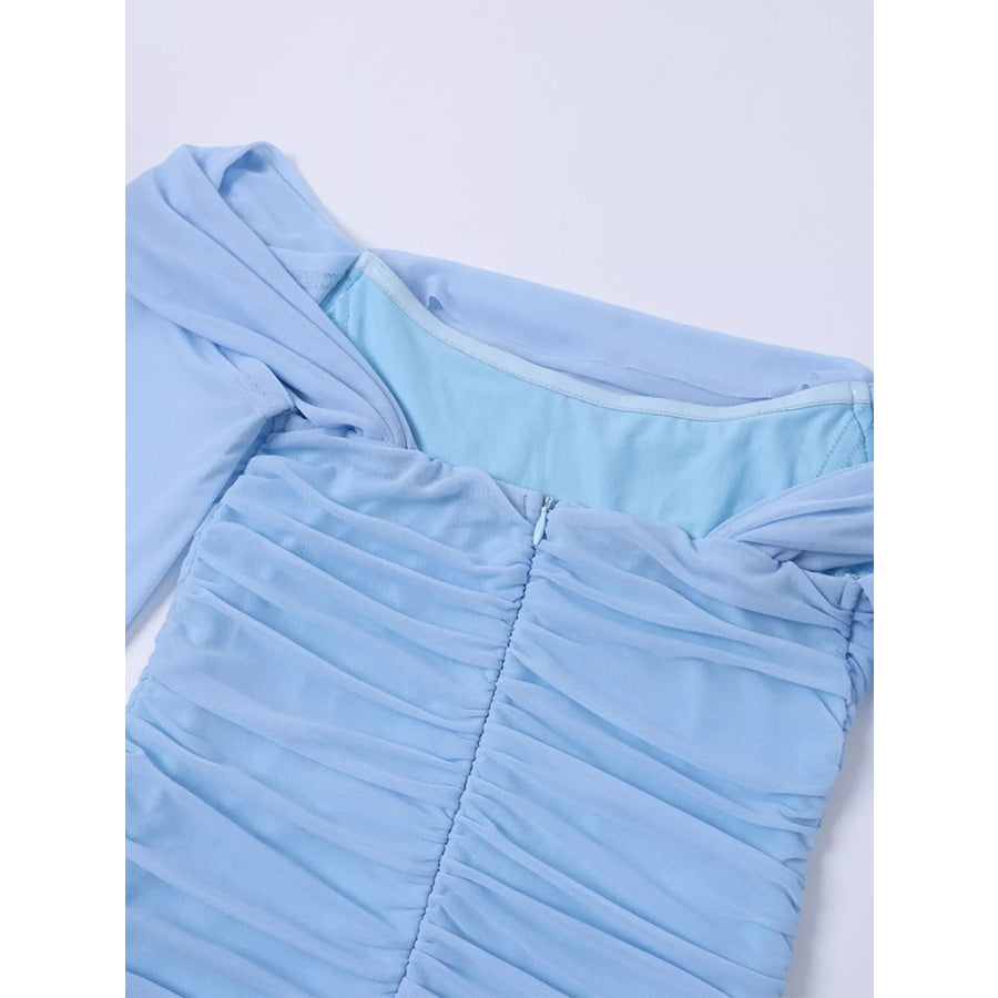 Off-Shoulder Ruched Mermaid Maxi Dress Apparel and Accessories