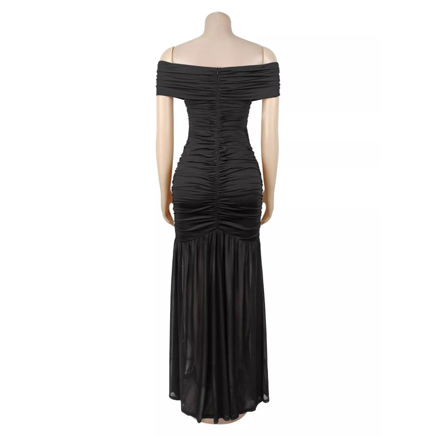 Off-Shoulder Ruched Mermaid Maxi Dress Apparel and Accessories