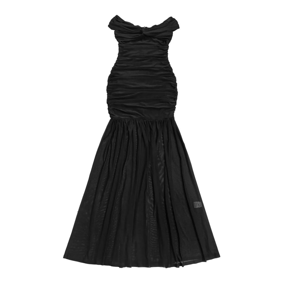 Off-Shoulder Ruched Mermaid Maxi Dress Apparel and Accessories