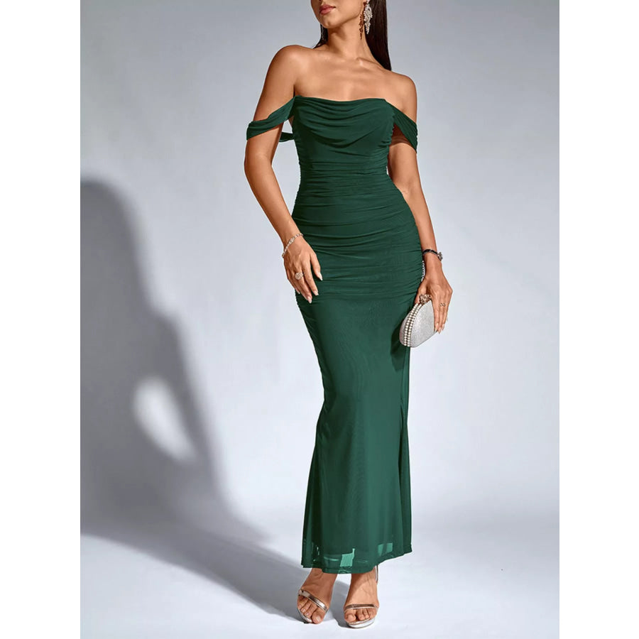 Off-Shoulder Ruched Mermaid Maxi Dress Apparel and Accessories