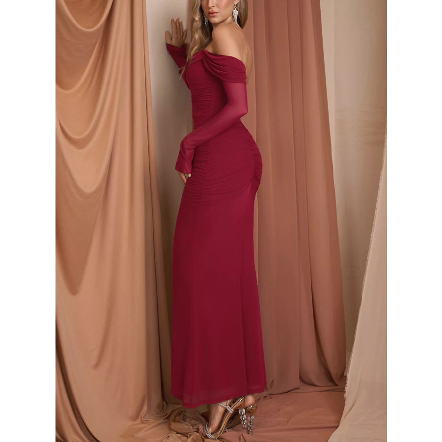 Off-Shoulder Ruched Mermaid Maxi Dress Apparel and Accessories
