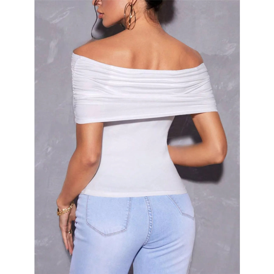 Off Shoulder Ruched T-Shirt Apparel and Accessories