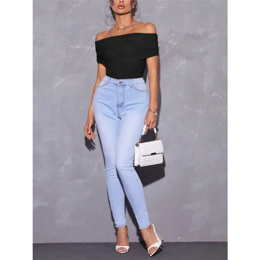 Off Shoulder Ruched T-Shirt Apparel and Accessories